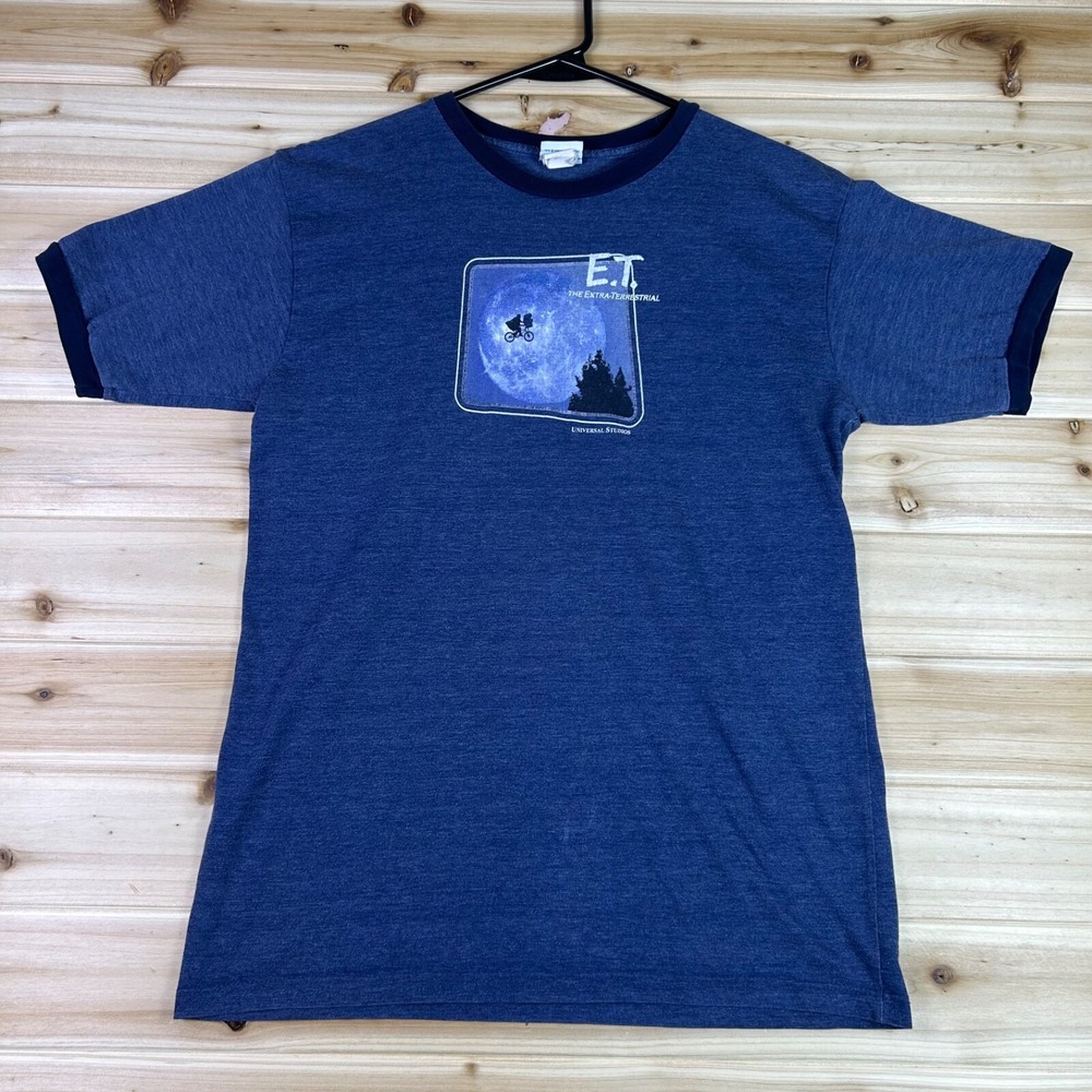 Universal Studios E.T. T-Shirt Youth XL Blue Bicycle Jump the Moon Movie Shirt